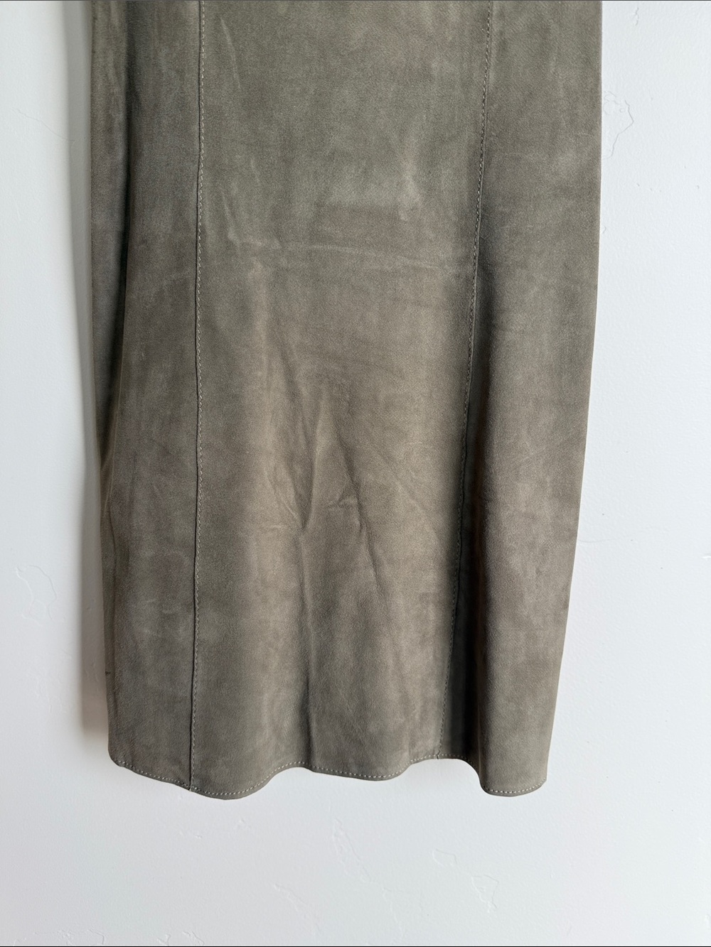 Vtg Vera Pelle Genuine Sheep Skin Leather Mini Dress In Military Green 42 View 3